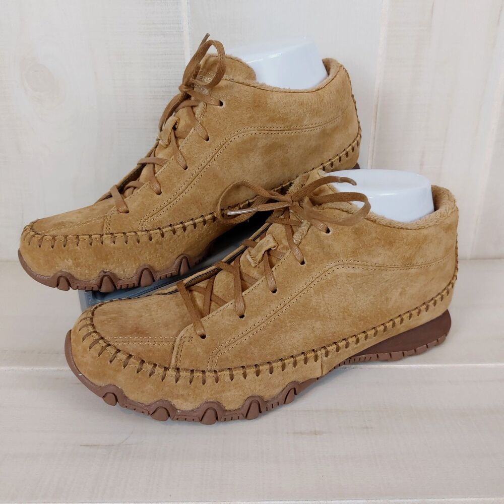 Skechers Totem Pole Moccasin Boots Women's Sz 7.5 Brown Suede Faux Fur Lining - Picture 2 of 8